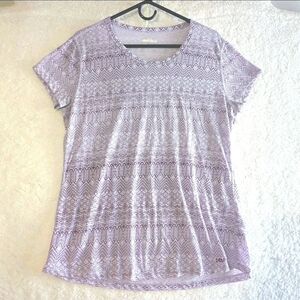 Women XL Outdoor Hiking Tee Purple Geometric  Prin Lightweight Short Sleeve